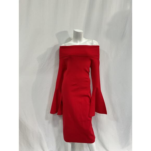 Solace London 'Mori' Red Viscose Midi Dress Size L - Picture 2 of 5